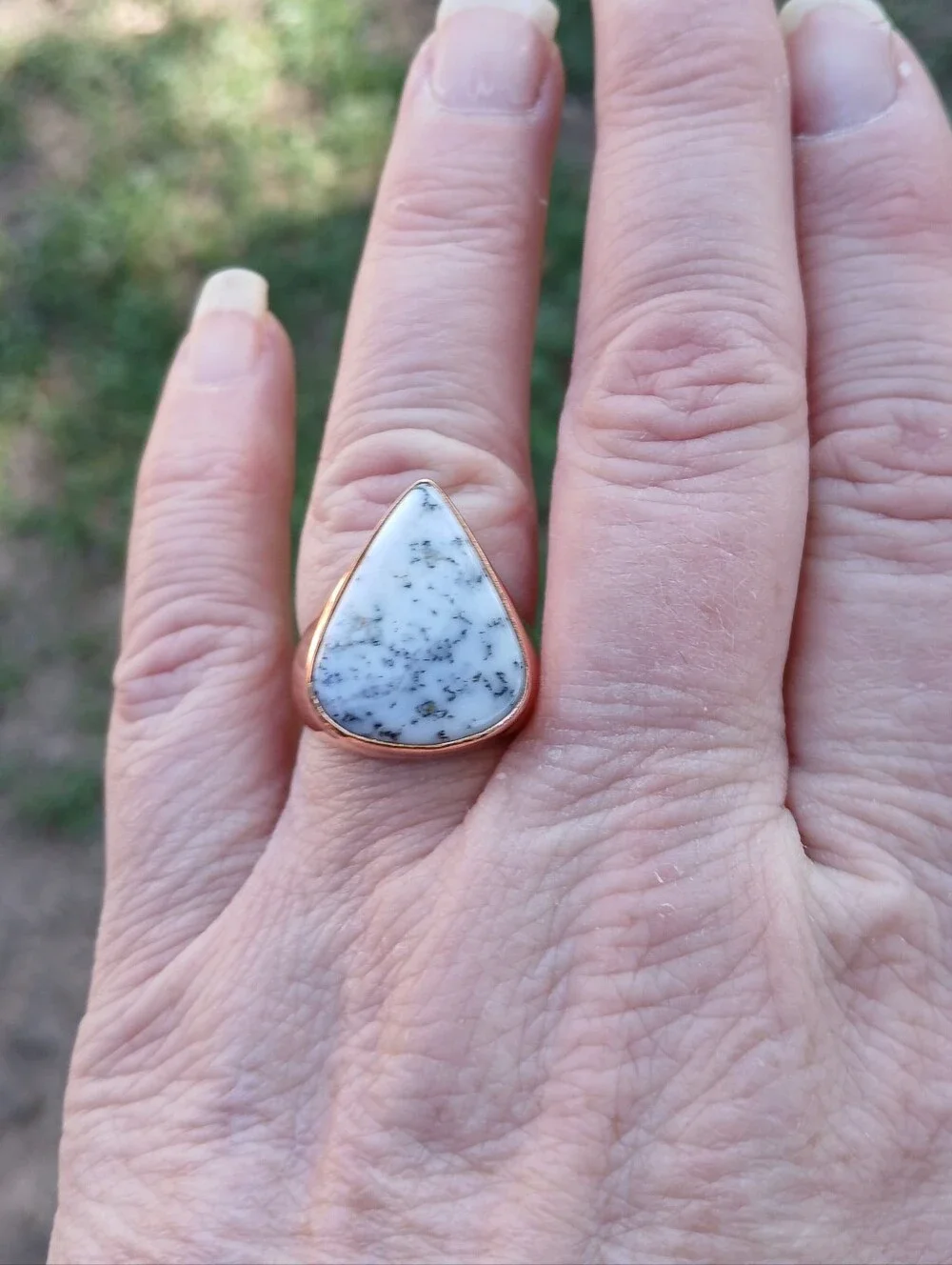 New Men's Dendritic Opal Copper Ring.
